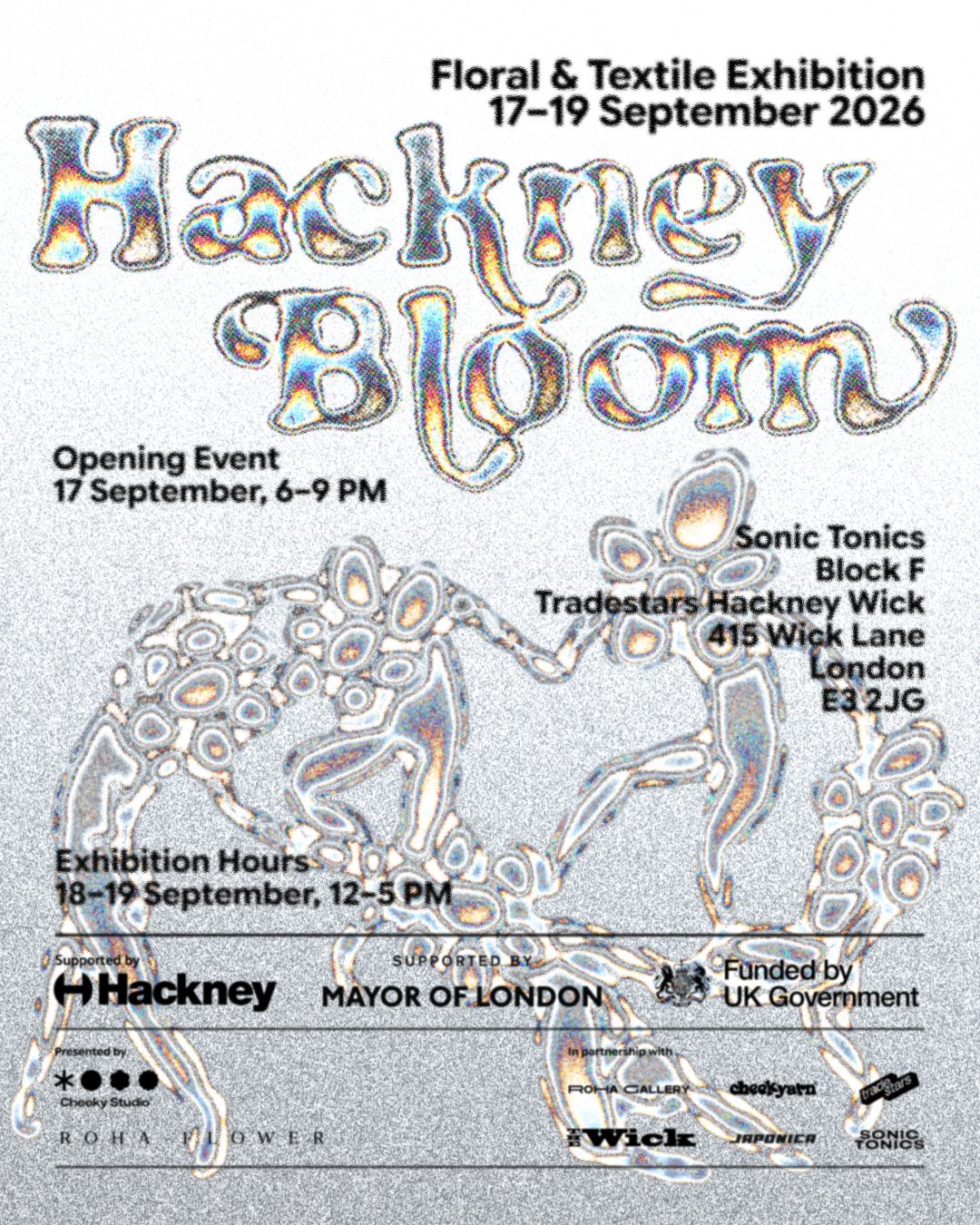 Hackney Bloom floral and textile exhibition poster